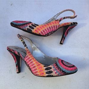 J.Renee 4” heels. Beautiful textured fabric. (Light blue, Fuschia, cream, black)